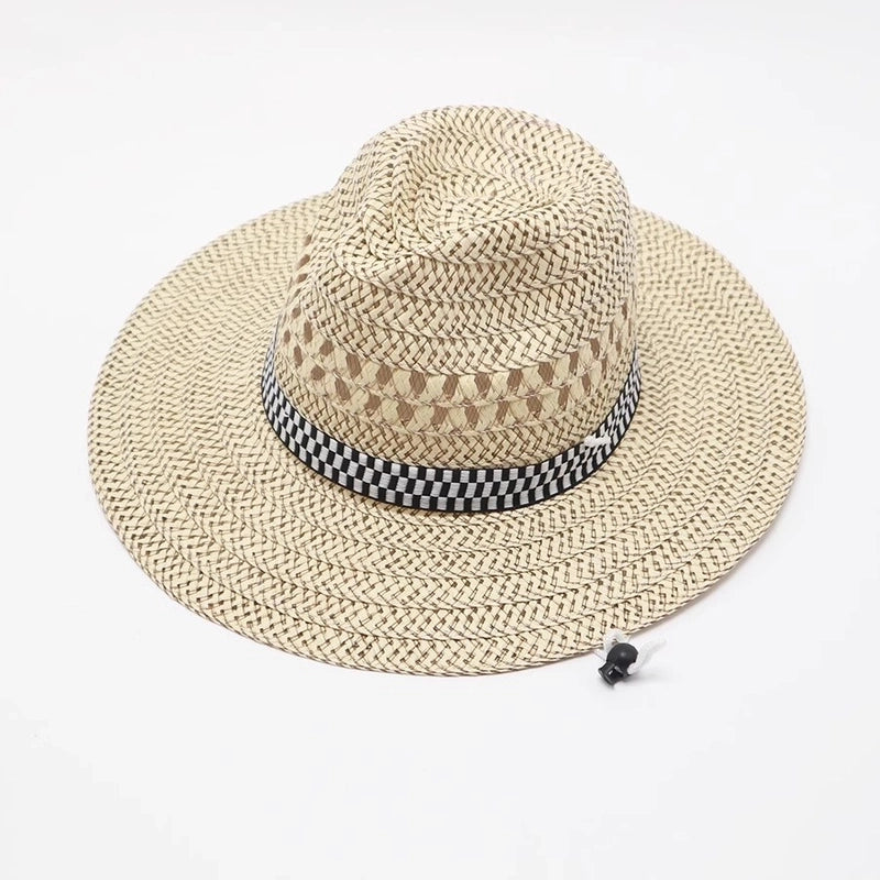 Men’s Minimalist Solid Color Big Eaves Straw Hat
