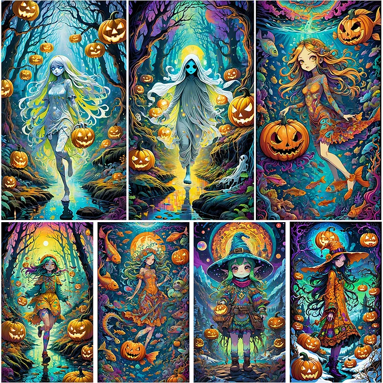 11CT 3 Strands Threads Printed Cross Stitch Kit - Witches - 40*60cm