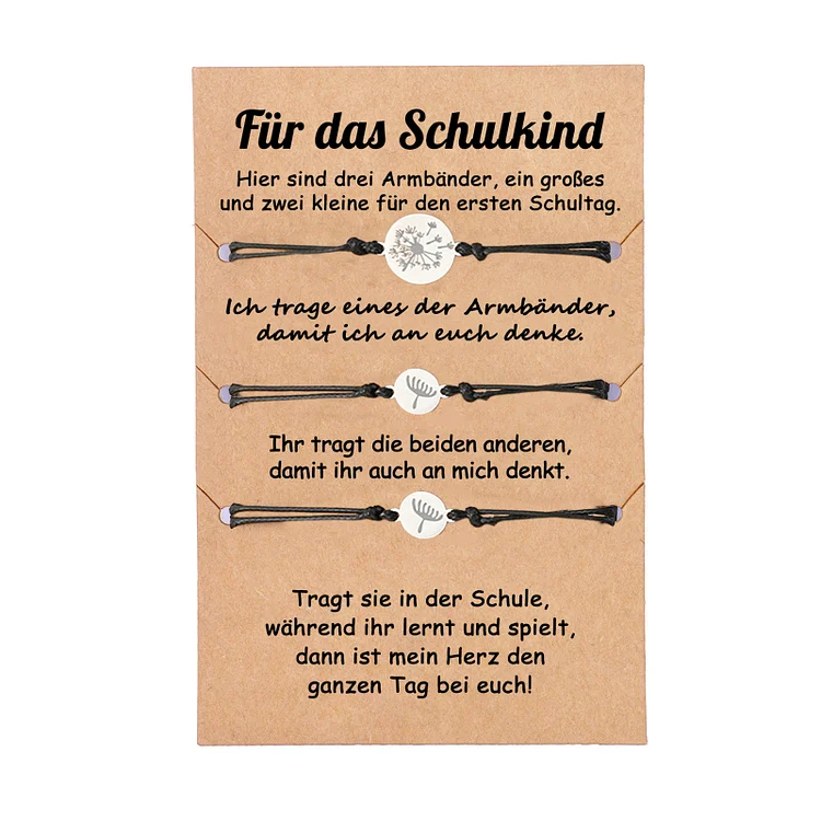Kettenmachen Löwenzahn Armbänder Set-Für das Schulkind-Schulanfang Geschenk mit Nachrichtenkarte