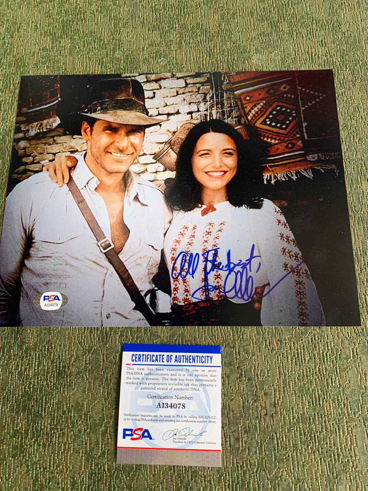 karen allen signed 8x10 Photo Poster painting Pic Auto Indian Jones Harrison Ford Psa Coa