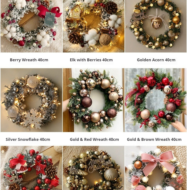 Tegooe Deluxe Faux Pine Christmas Wreath Collection - Door Wall Decor