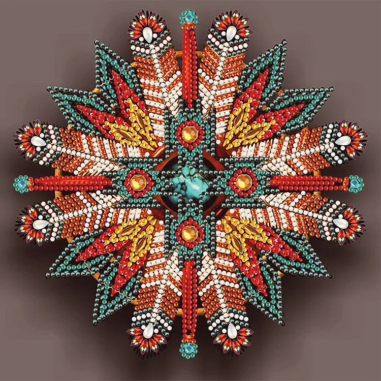 Partial Drills Special-shaped Drill Diamond Painting - Feather Dreamcatcher Mandala - 30*30cm