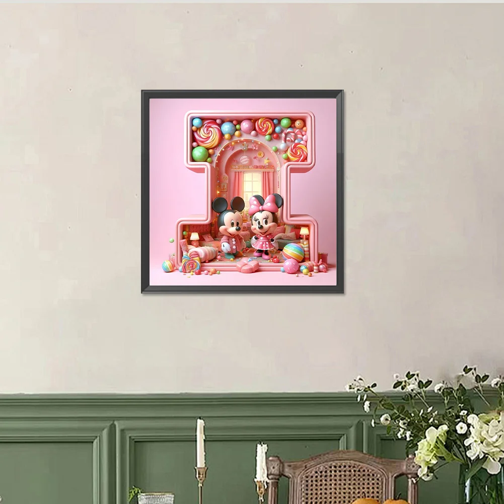 Full Round Diamond Painting 40*40cm - Mickey Minnie Alphabet