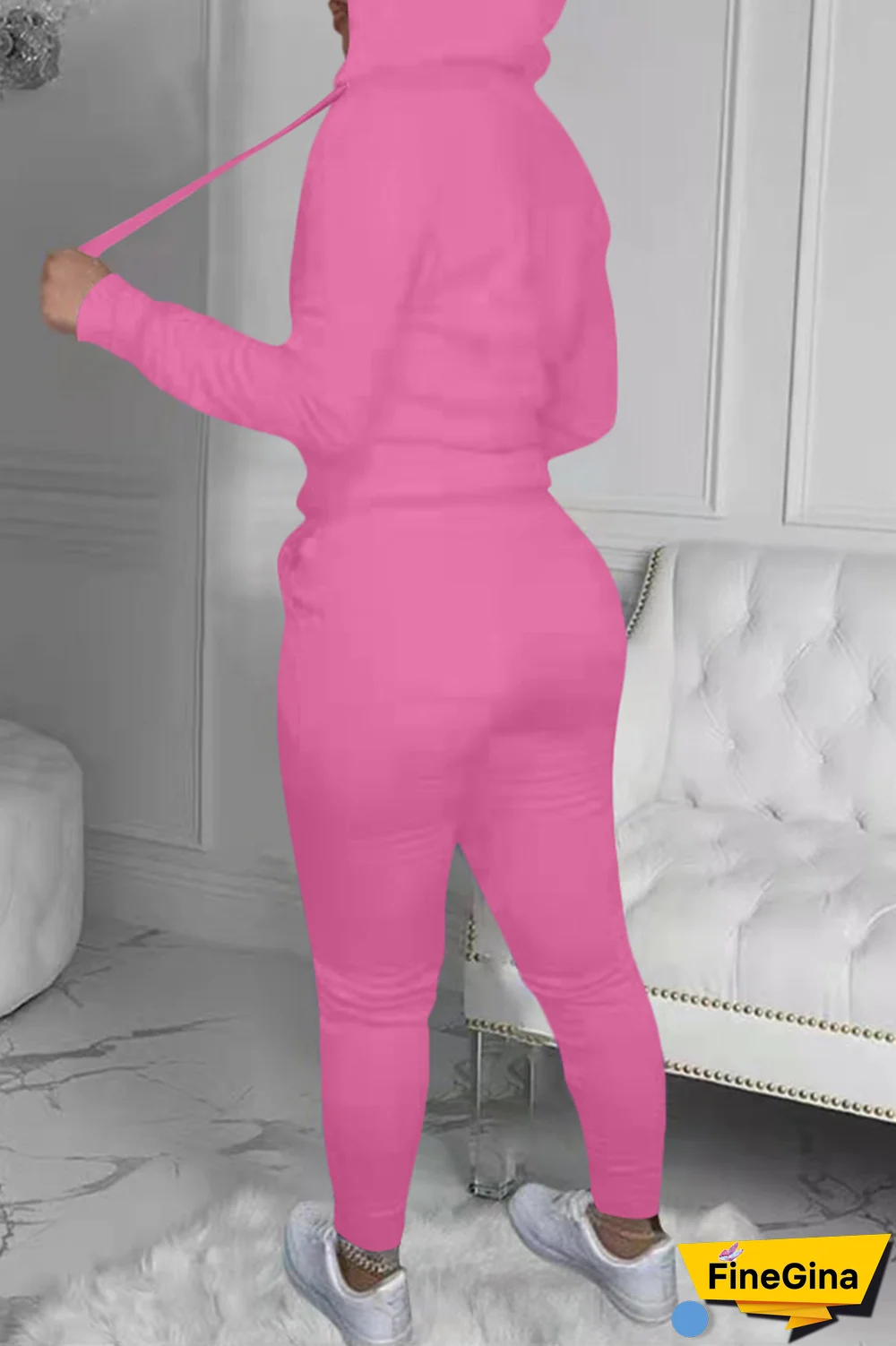 Yellow Street Print Patchwork Hooded Collar Long Sleeve Two Pieces