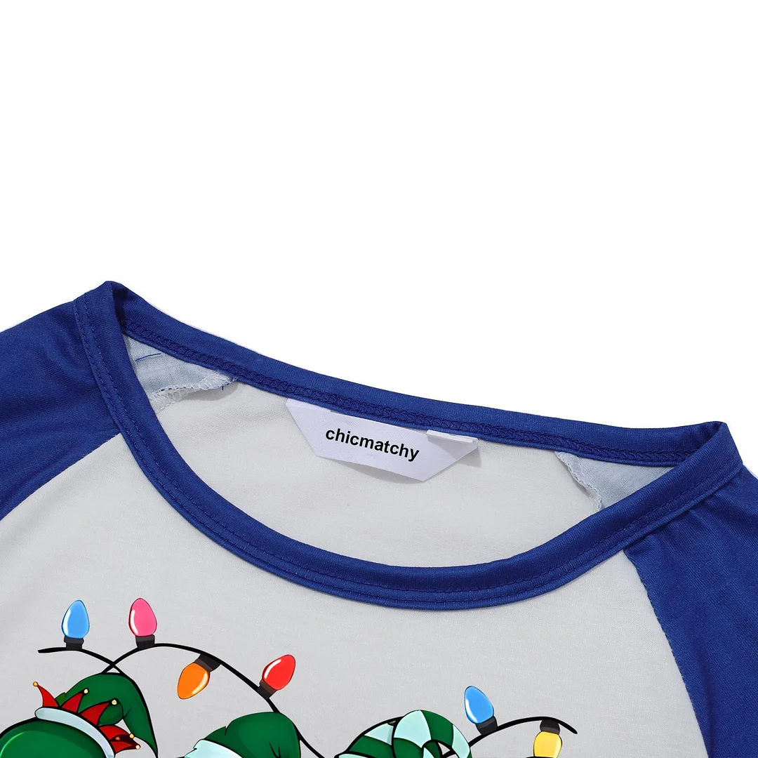 Christmas "2024" Letter Print Blue & Black Plaid Family Matching White Pajamas With Dog