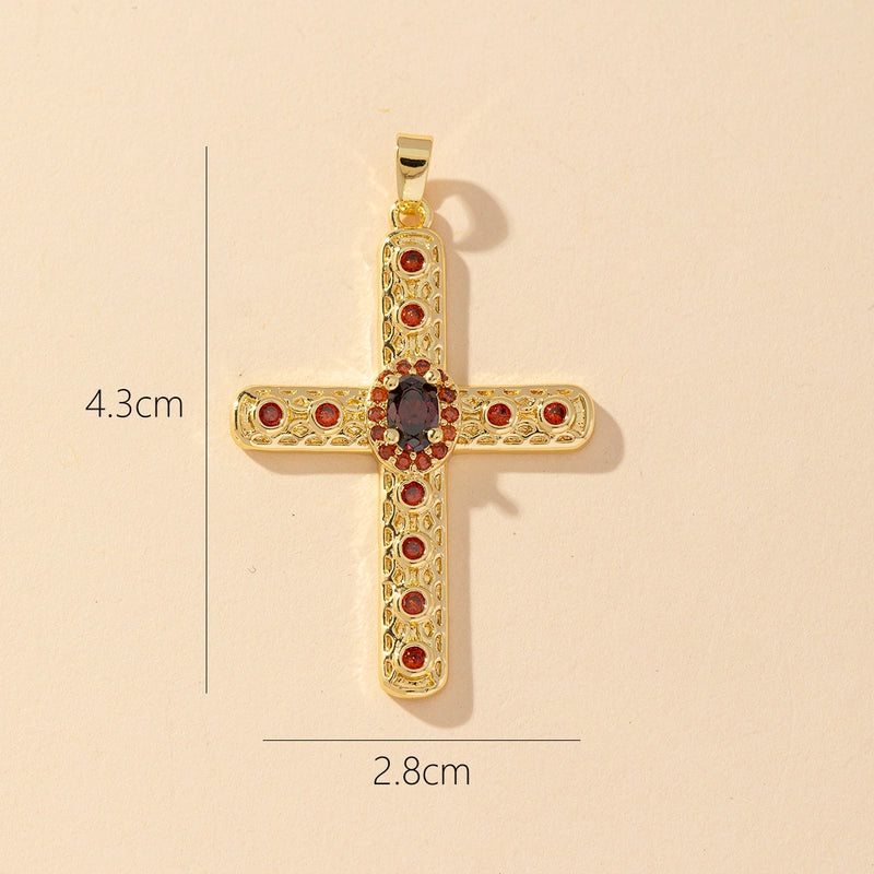 1 Piece Copper Zircon Printing Pendant