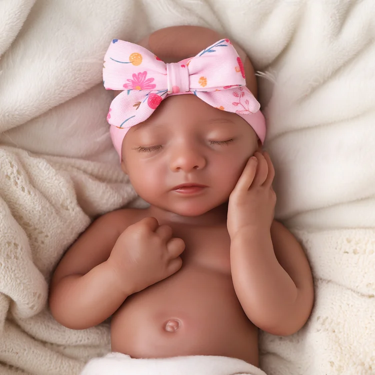 Babeside Aurora 16" Realistic Silicone Sleeping Baby African American Little Infant Girl Healing of the Heart