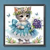 Petit chaton avec bouquet-partiel spécial diamant peinture-30*30cm