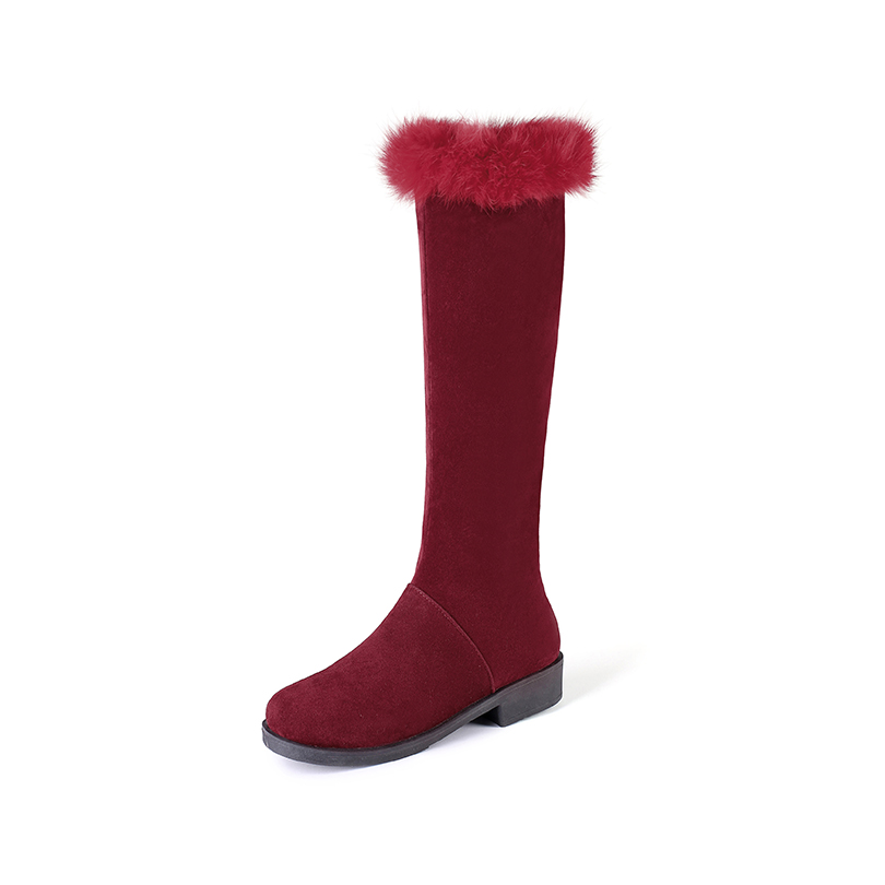 GOOSHOE Frosted Float Faux Fur Knee High Boots With Thick Plush Lining On The Side Zipper For Women's Long Boots