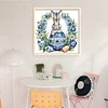 (Stamped/Counted) Blue And White Porcelain-Rabbit Easter Egg-11CT Cross Stitch 40*40cm/15.75*15.75in