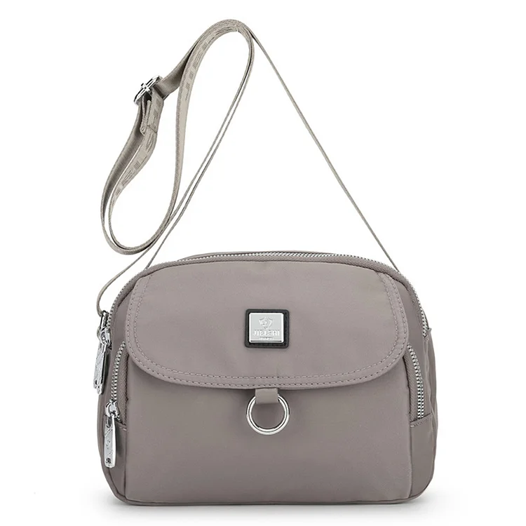Women Shoulder Bag Fashionalbe Nylon Crossbody Bag Lightweight for Office Travel (Grey)