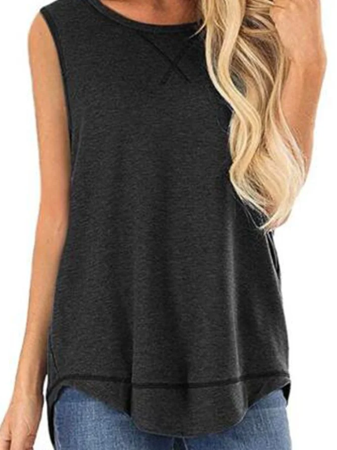 3/4 Sleeve Round Neck Cotton-Blend Shirts & Tops