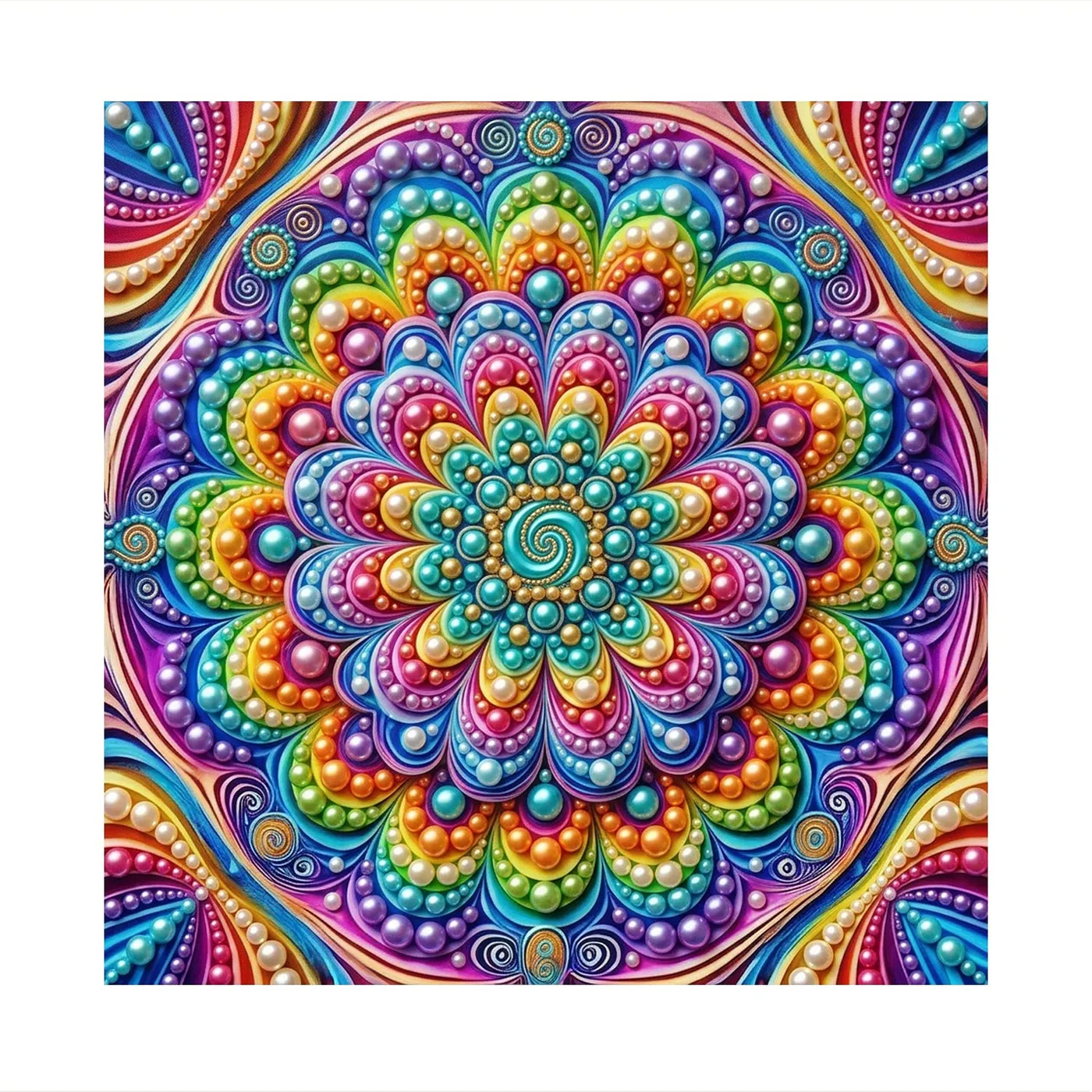 Colorful Mandala on Purple - Pearls Painting