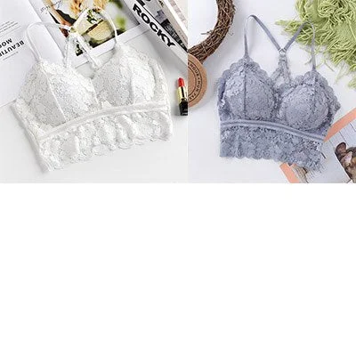 Women Bralette French style lace sexy beauty back bra girl underwear deep V underwear without underwire soft thin seamless bra