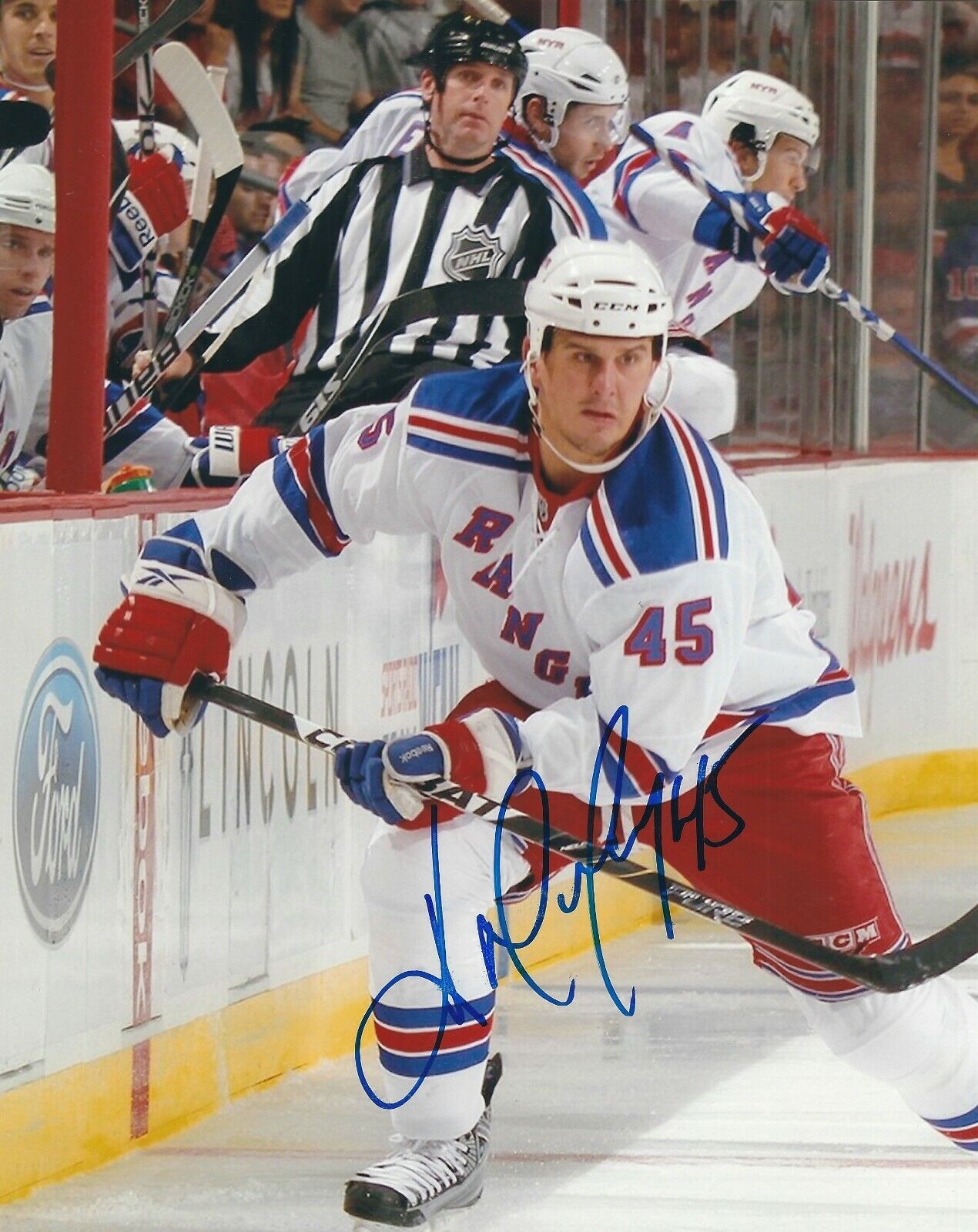 Autographed KRIS NEWBURY 8x10 New York Rangers Hockey Photo Poster painting w/ COA