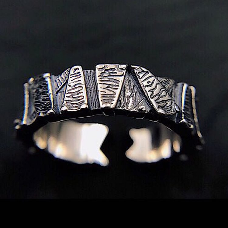 "Fence" Ring Italian S925 Silver Ring Male Domineering Personality Retro Jewelry