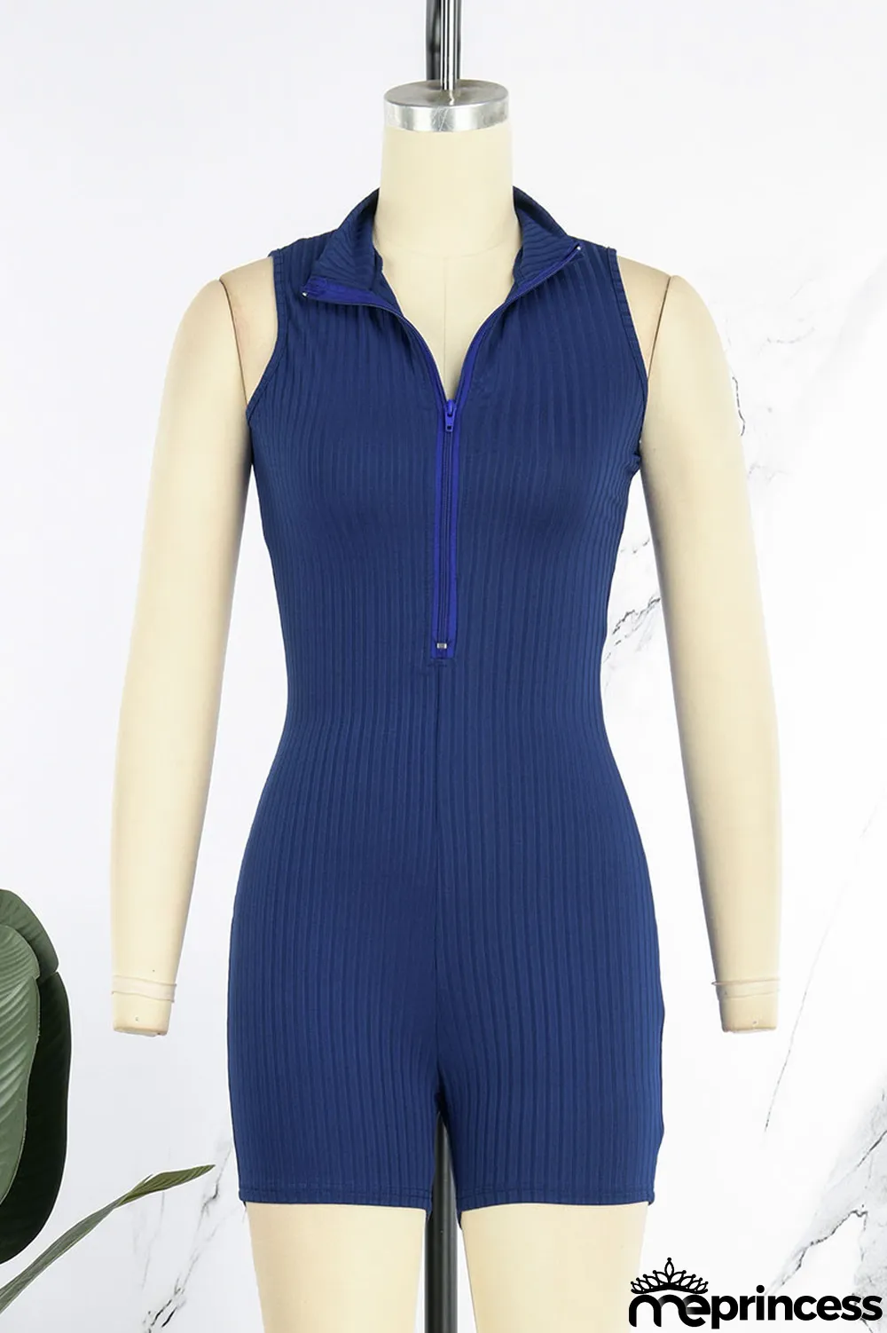 Pink Casual Solid Patchwork Zipper Collar Skinny Jumpsuits