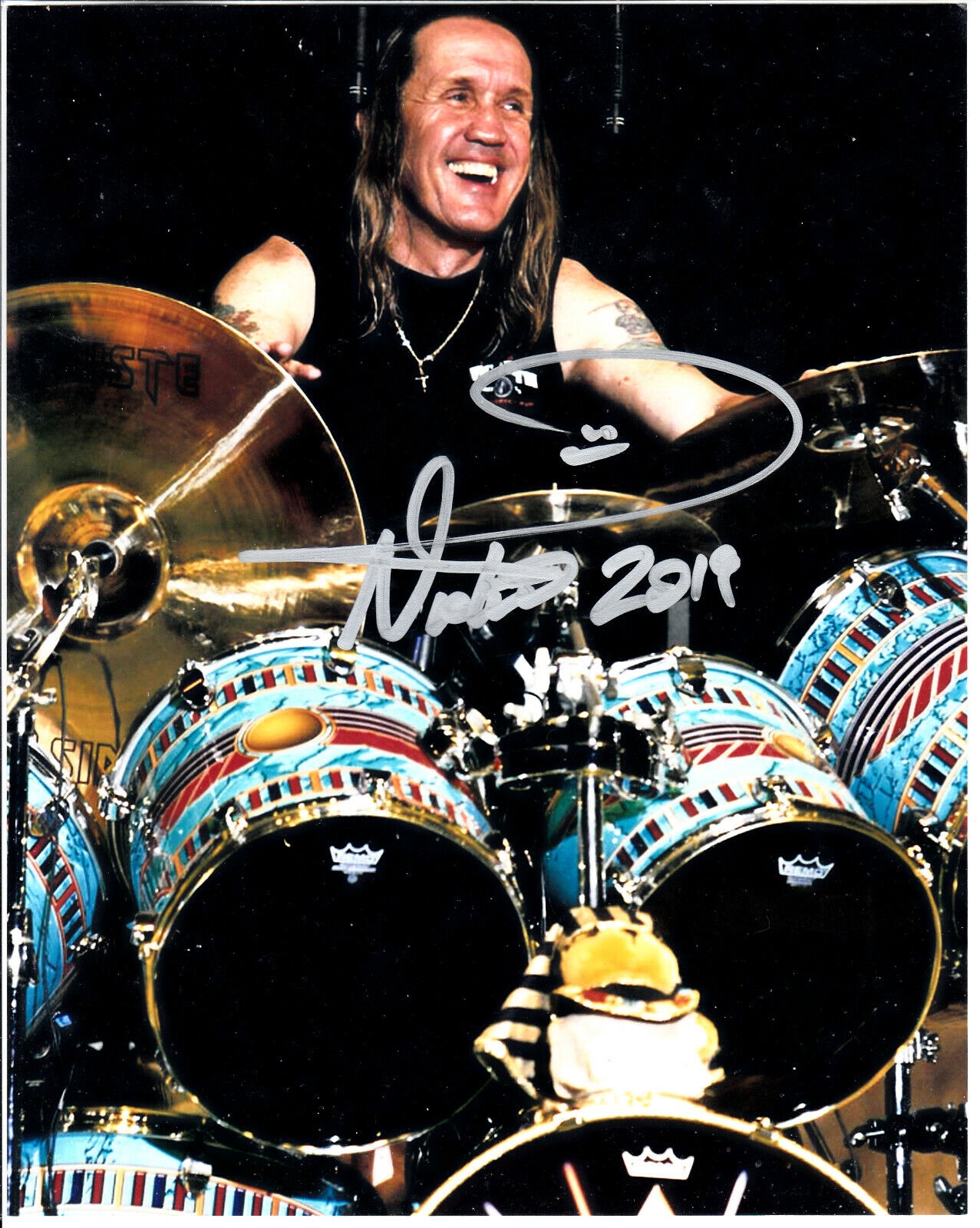 Nicko McBrain drummer for Iron Maiden Signed Autograph 8x10