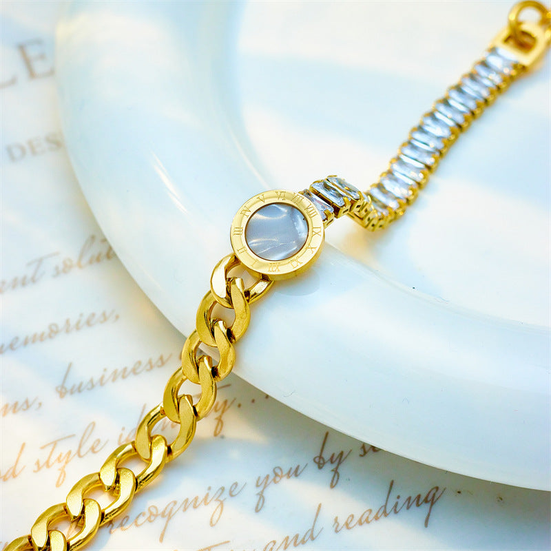 Women Chain Tennis / Diamond Line Titanium Steel Electroplating Bracelets