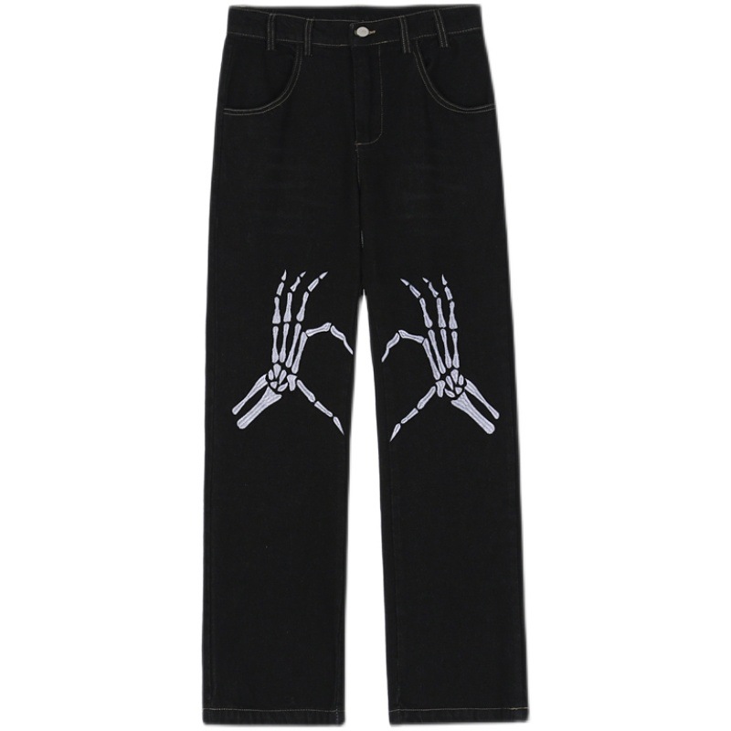 Sopula Street Style Skull Heart Loose Jeans - SOPULA