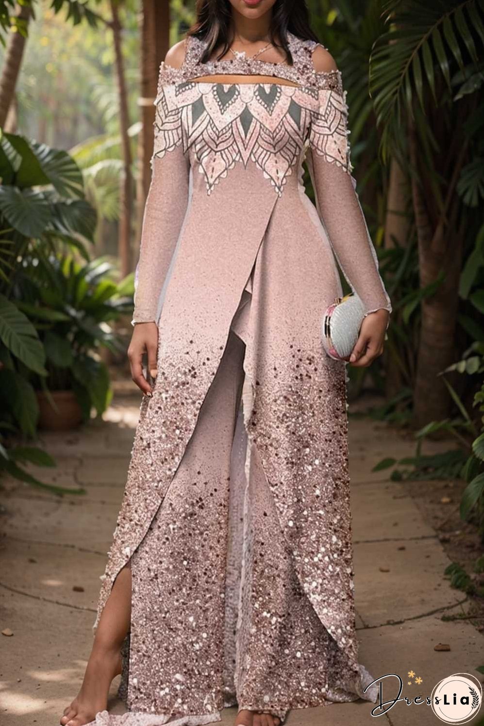 elegant gradient print off shoulder women s jumpsuit