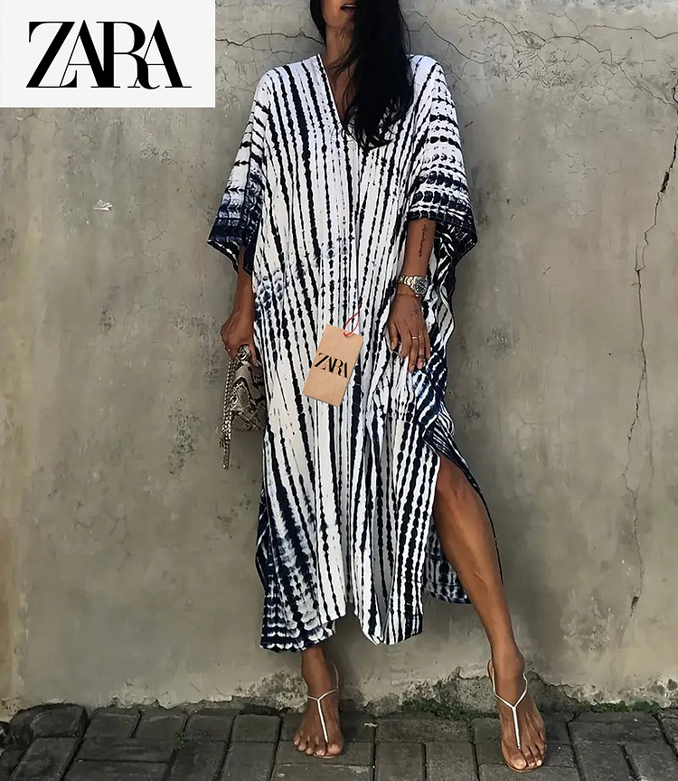 @ZARA modrá gradientní dlouhá sukně, plážový overal, sváteční župan, bikiny, plavky, vnější overal