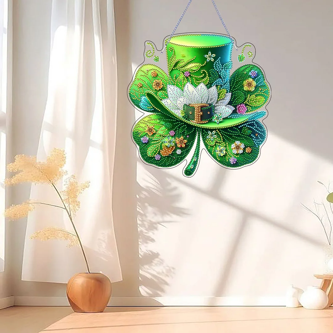 St. Patrick s Day 1 DIY 2D Flat Acrylic Diamond Painting Dots Pendant for Adults