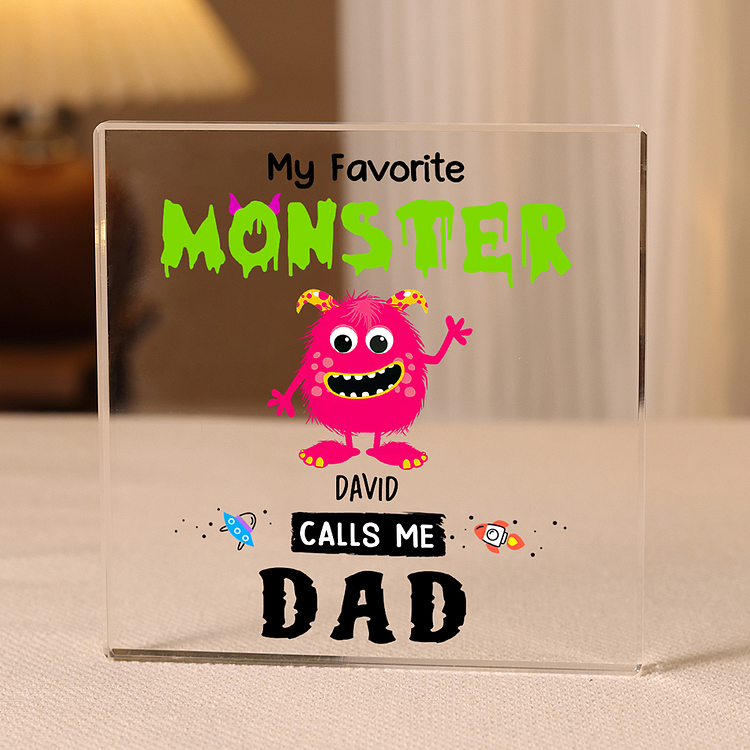 1 Name - Personalized Monster and Shit Style Custom Name Acrylic Ornament Father's Day Gift for Dad
