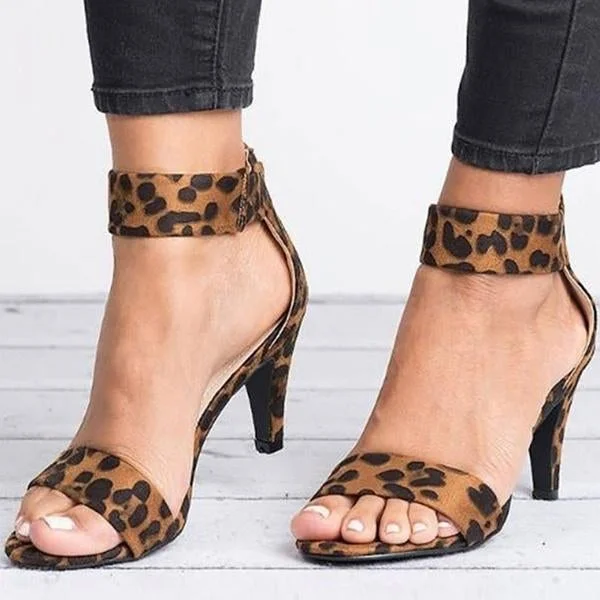 2021 New High Quality Women Summer Leopard Print Open Toe Sandals