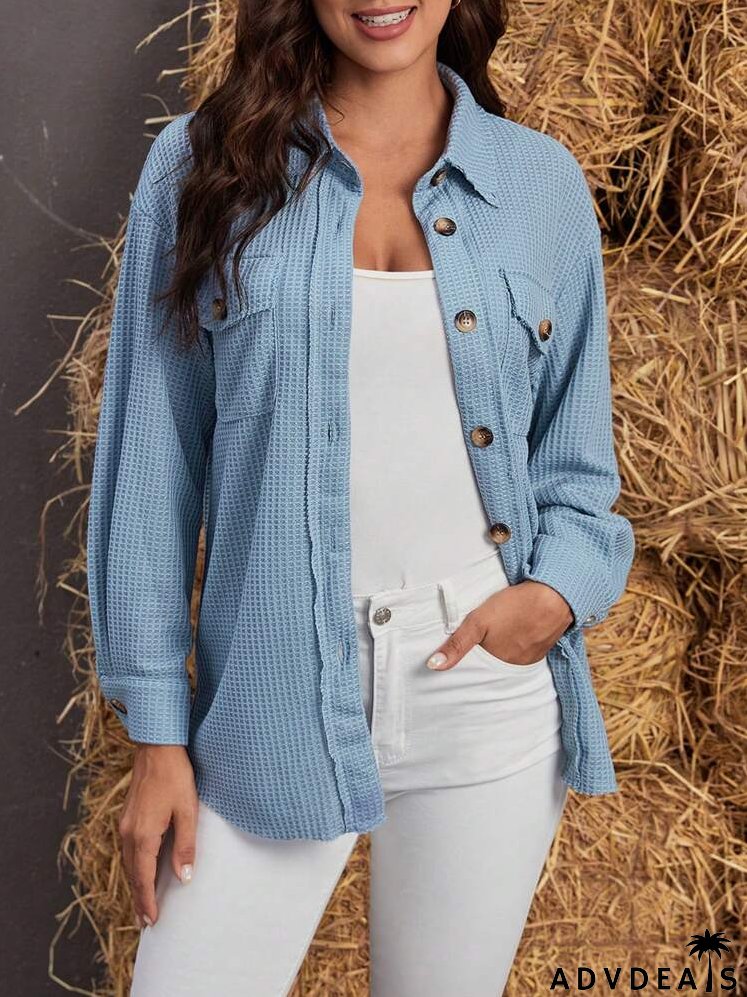 Flap Pocket Drop Shoulder Button Front Coat