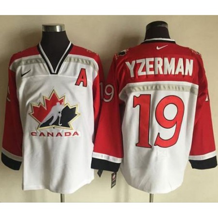 Team CA. #19 Steve Yzerman White/Red  Throwback Stitched NHL Jersey