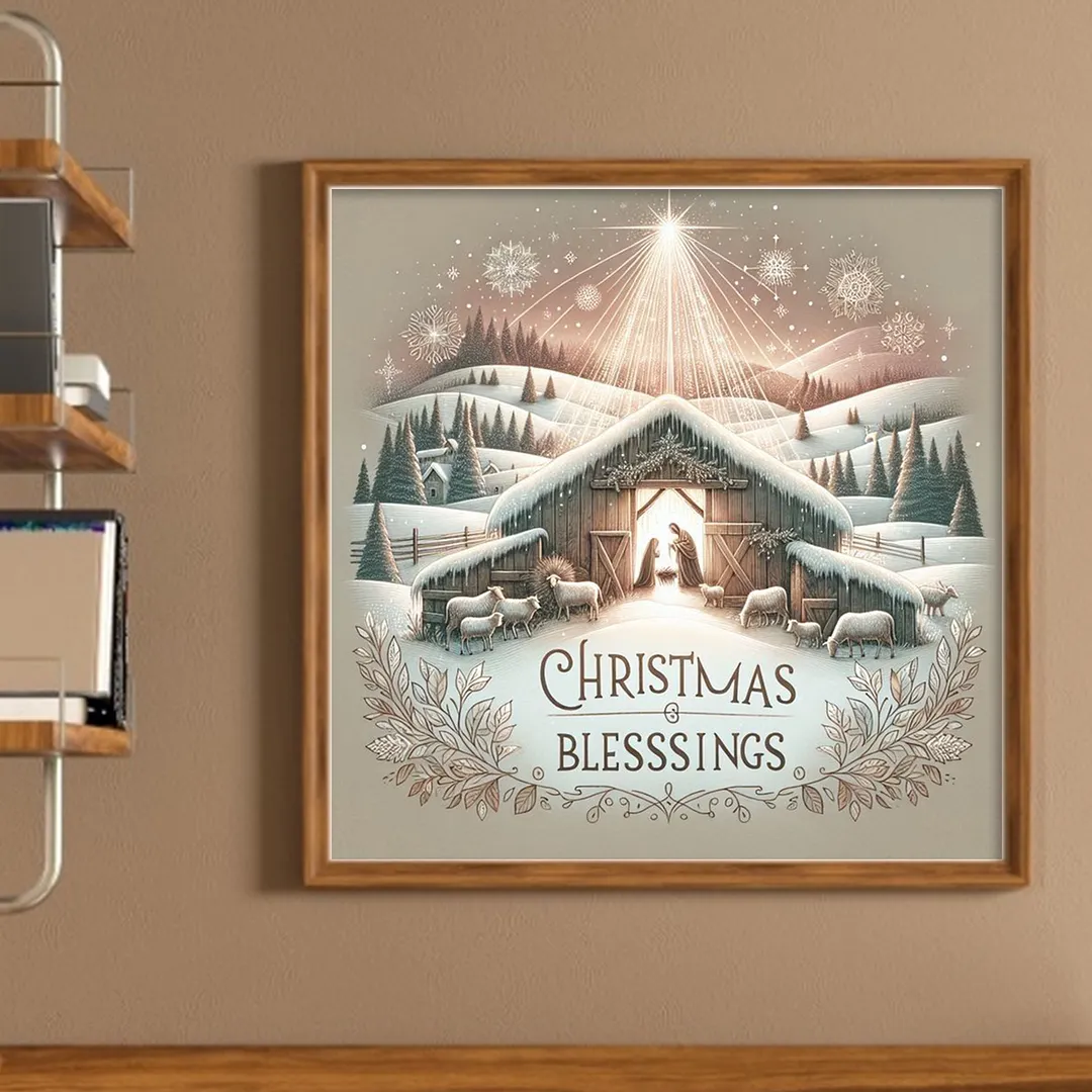 Beige The Birth of Jesus Full 14CT DIY Counted Cross Stitch Kit 40x40cm for Home