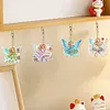 6Pcs Double Side Diamond Art Keyring Keychain Pendant for Home Decor (Cute Elfs)