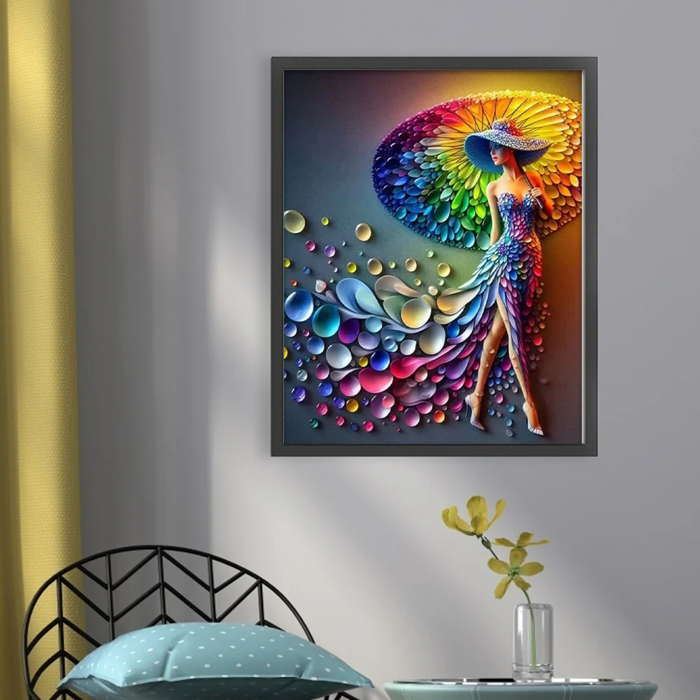 11CT Full Stamped Cross Stitch - Lady(Canvas|45*45CM)