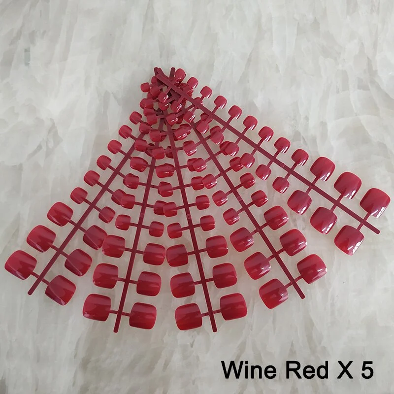 Nail Adhesives Included 5 Sets/bag Toe Short False Nail Tips Candy Color Toe Nails Full Cover Foot Fake Nails Art Tips-Nail Inspo