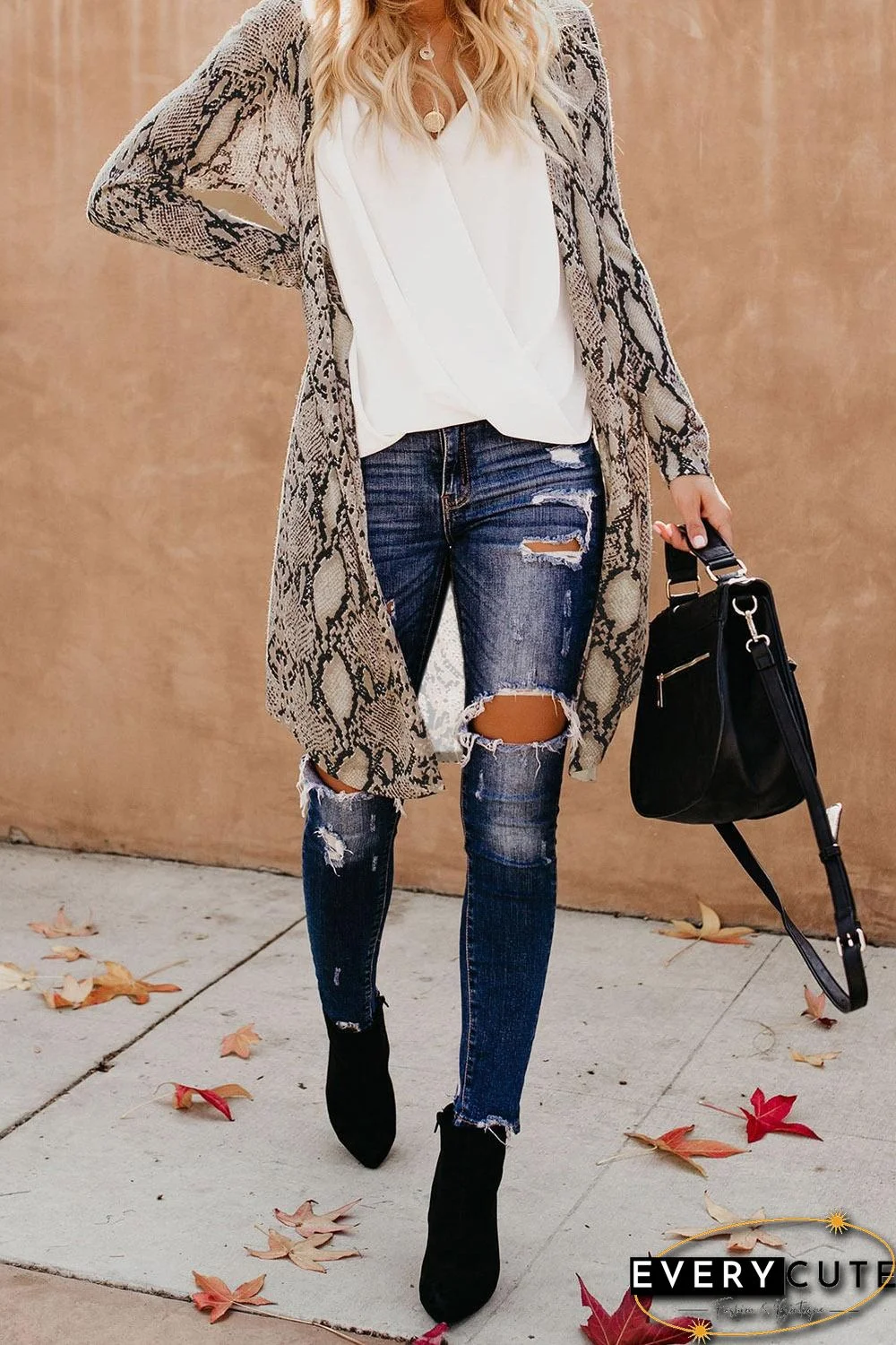 Snake Print Long Cardigan
