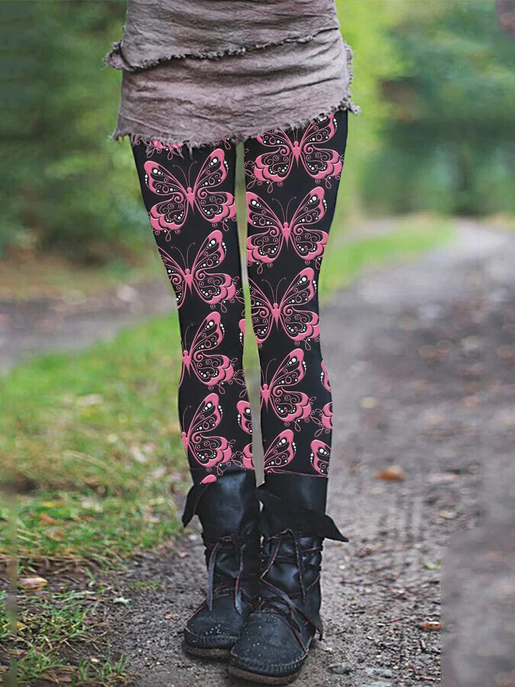 Women's Butterfly Print Leggings-1012-04