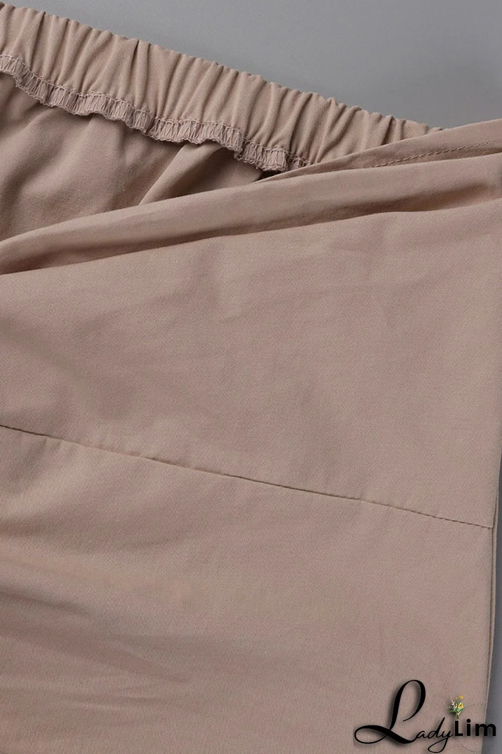 Apricot Sexy Casual Solid Bandage Backless Asymmetrical Halter Sleeveless Two Pieces