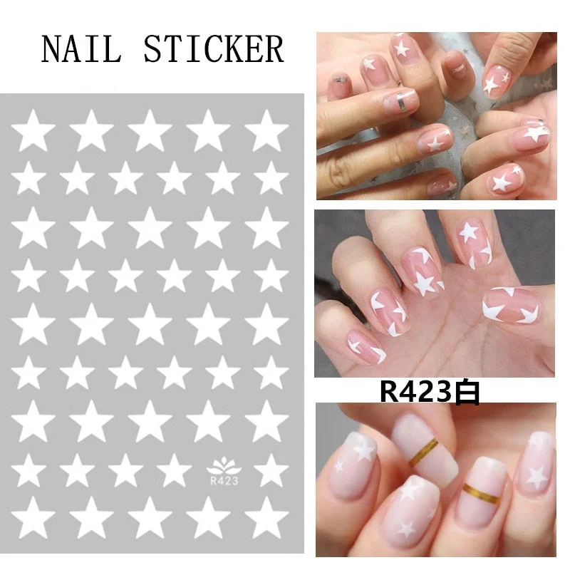 5D Star Love Nail Art Stickers Adhesive High Quality MultiColor Love Heart Stars Design DIY Nail Decals Foils Wraps Decorations-Nail Inspo