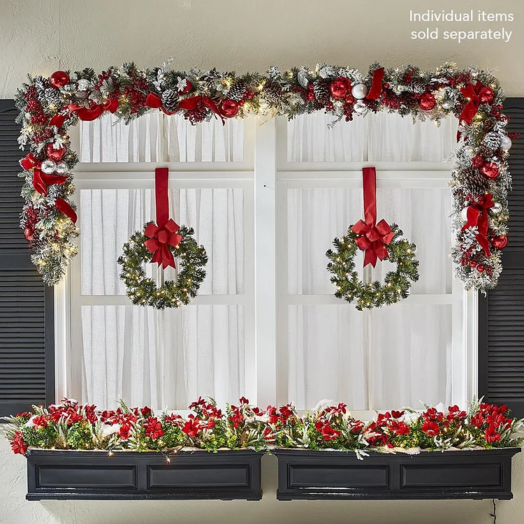 🔥kukelife🔥The 18" Cordless Prelit Outdoor Window Wreath