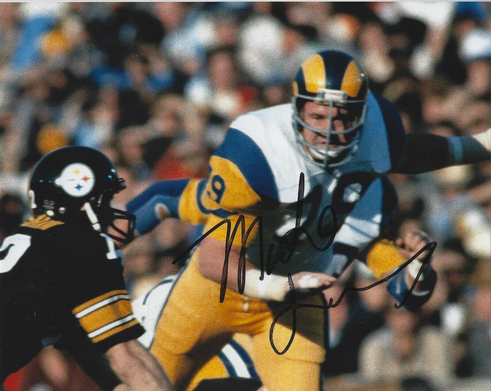 Signed 8x10 MIKE FANNING Los Angeles Rams Autographed Photo Poster painting - w/ COA