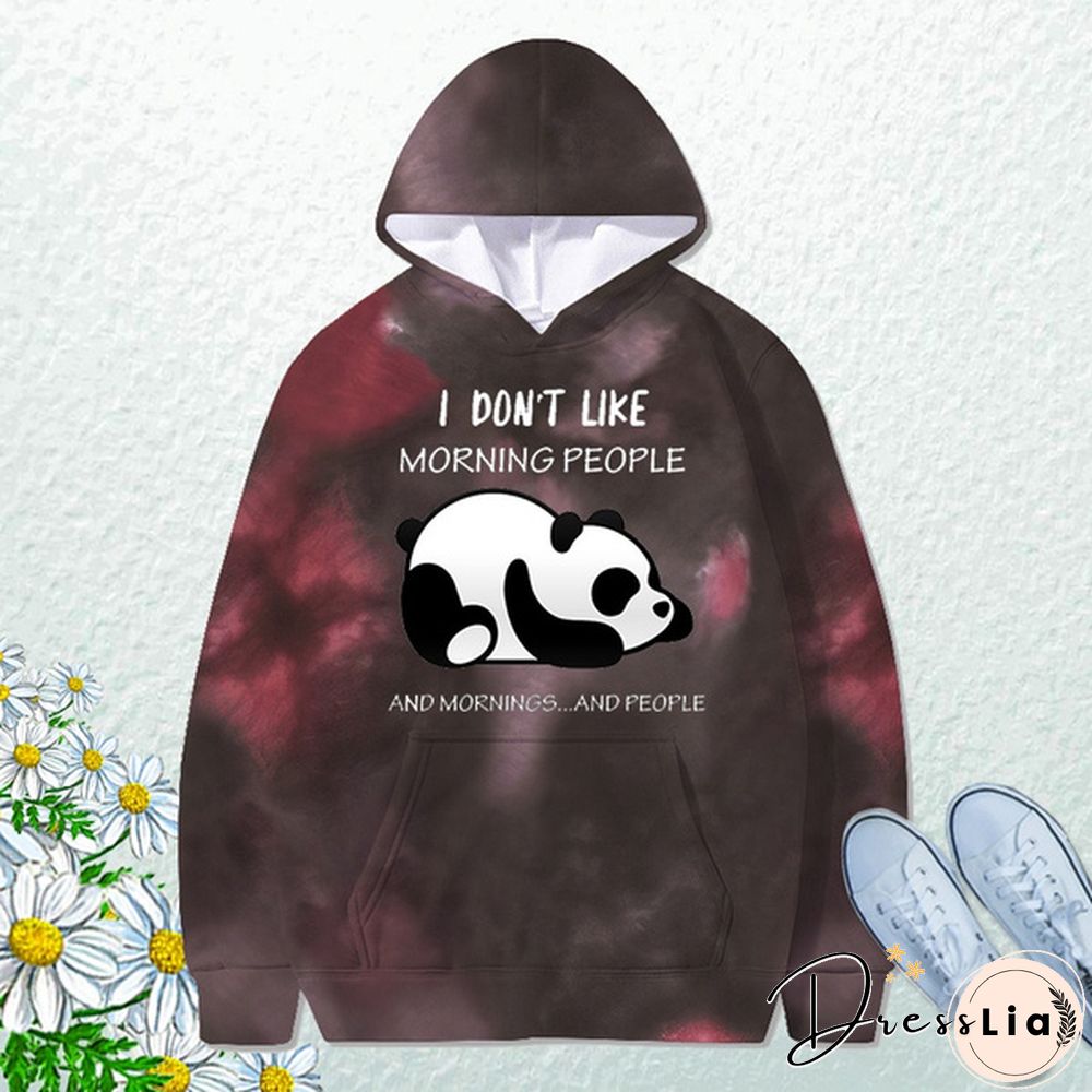 Funny Panda I Don'T Like Morning People Printed Hoodie For Women New Fashion Autumn And Winter Pullovers Ladies Creative Personalized Sweatshirts