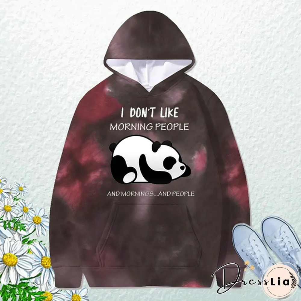 Funny Panda I Don'T Like Morning People Printed Hoodie For Women New Fashion Autumn And Winter Pullovers Ladies Creative Personalized Sweatshirts