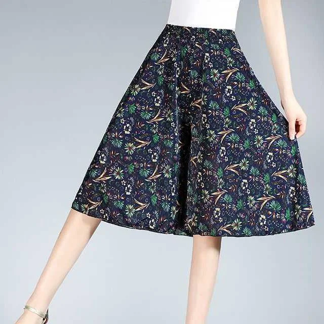(Spring Sale-45% OFF) Women's High Elastic Waist Pleated Chiffon Wide Leg Culottes