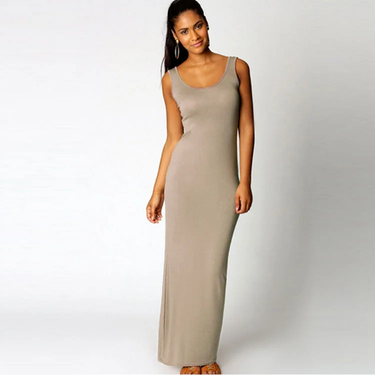 PASUXI Hot Selling  Summer Casual Dresses Sleeveless Bodycon Dresses Women Long Maxi Plus Size Dress huanwei