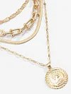 Embossed Portrait Pendant Geometric Chain Retro Multilayer Necklace
