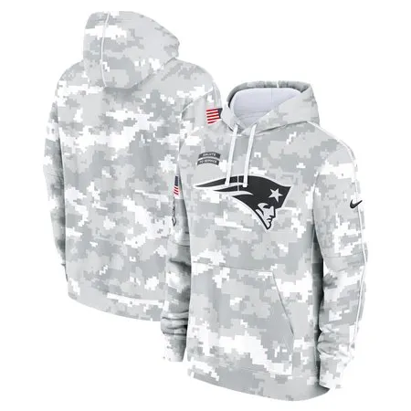 Men's New England Patriots  Arctic Camo 2024 Salute to Service Club Fleece Pullover Hoodie