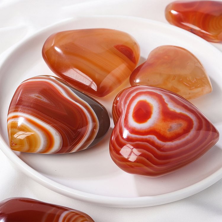 Red Agate Healing Crystal Hearts