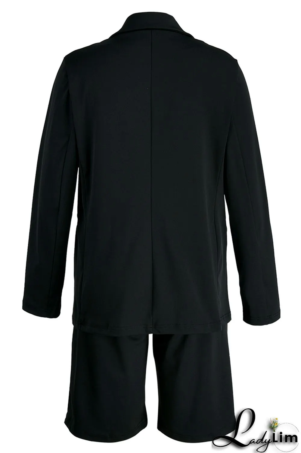 Blue Fashion Casual Solid Basic Turndown Collar Long Sleeve Two Pieces