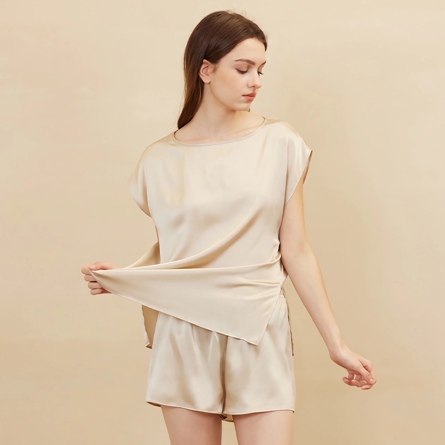 Silk Pyjamas Shorts Set Sleeveless REAL SILK LIFE